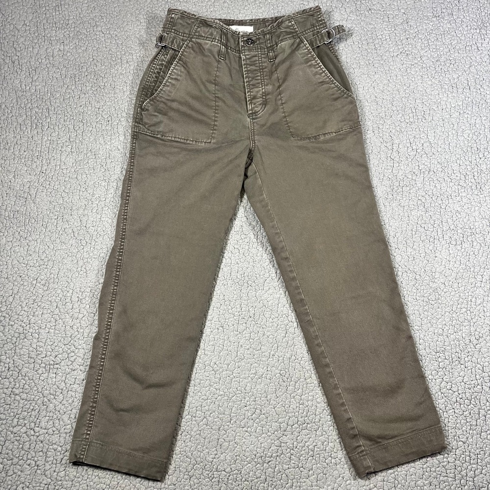 Rowan Jalen Utility Trouser Pants Women Size 26 Brown Cropped Button Fly
